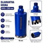Dijamantna Kruna 1/2" UNC za Beton, Armirani Beton, Ciglu i Kamen | 14–120 mm