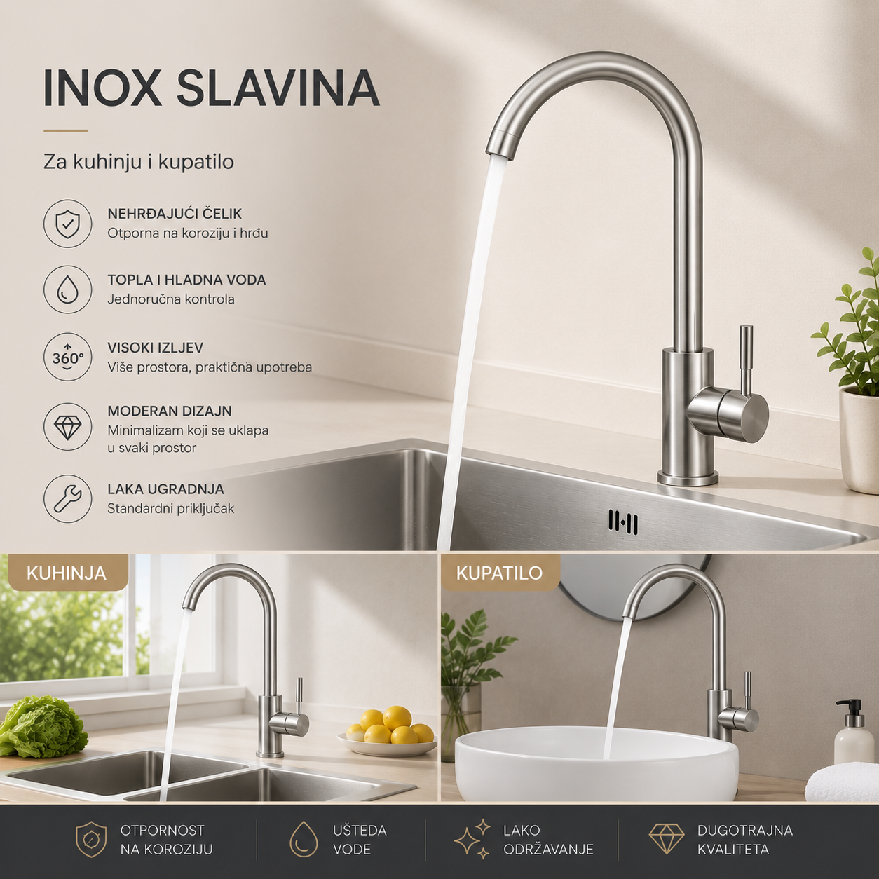 Slavina za Sudoper i Umivaonik 360° Topla i Hladna Voda