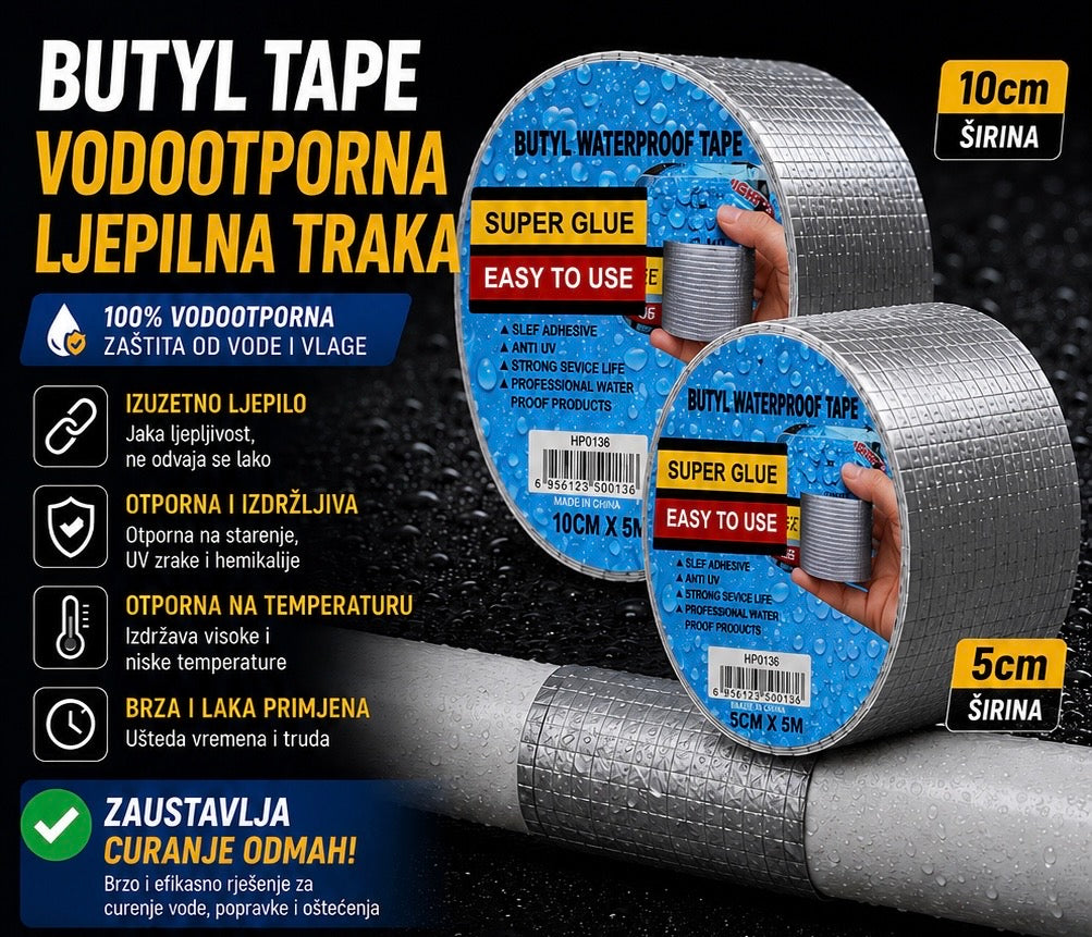 Butil Traka 5 cm – Vodootporna Samoljepljiva Traka za Hidroizolaciju
