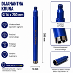 Dijamantna Kruna 1/2" UNC za Beton, Armirani Beton, Ciglu i Kamen | 14–120 mm
