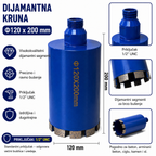 Dijamantna Kruna 1/2" UNC za Beton, Armirani Beton, Ciglu i Kamen | 14–120 mm