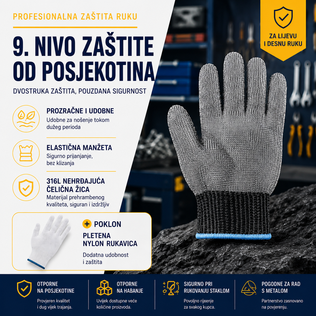 Rukavice Otporne na Rezanje – Zaštitne Radne Rukavice od Čeličnih Vlakana