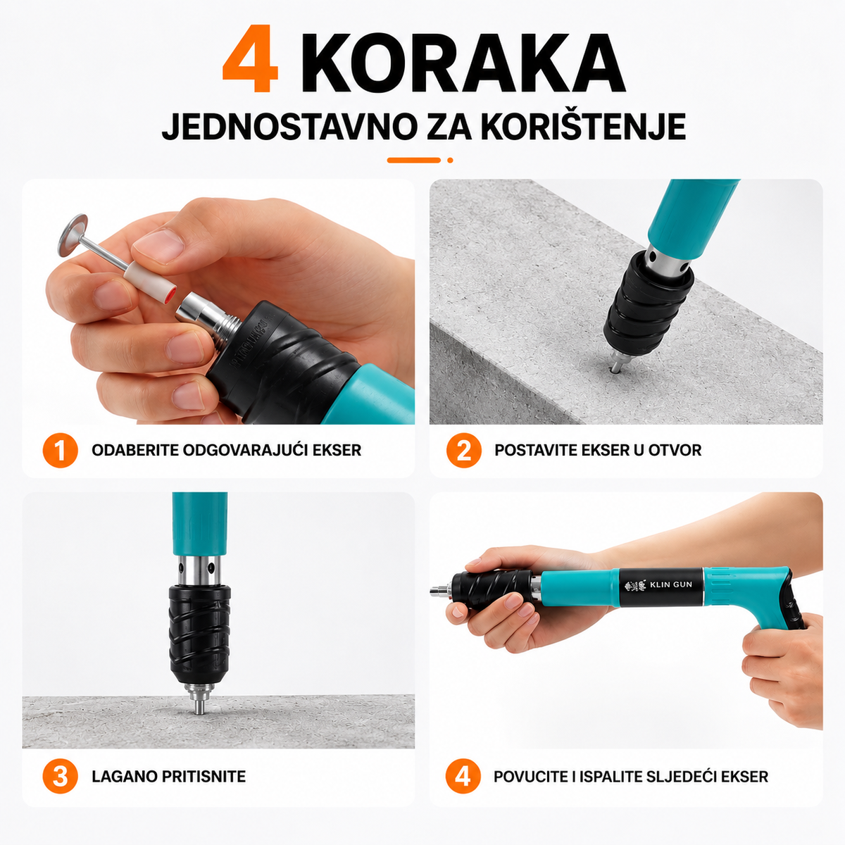 Pištolj za Eksere – Ručni Alat za Brzo Pričvršćivanje Betona, Čelika i Zidova